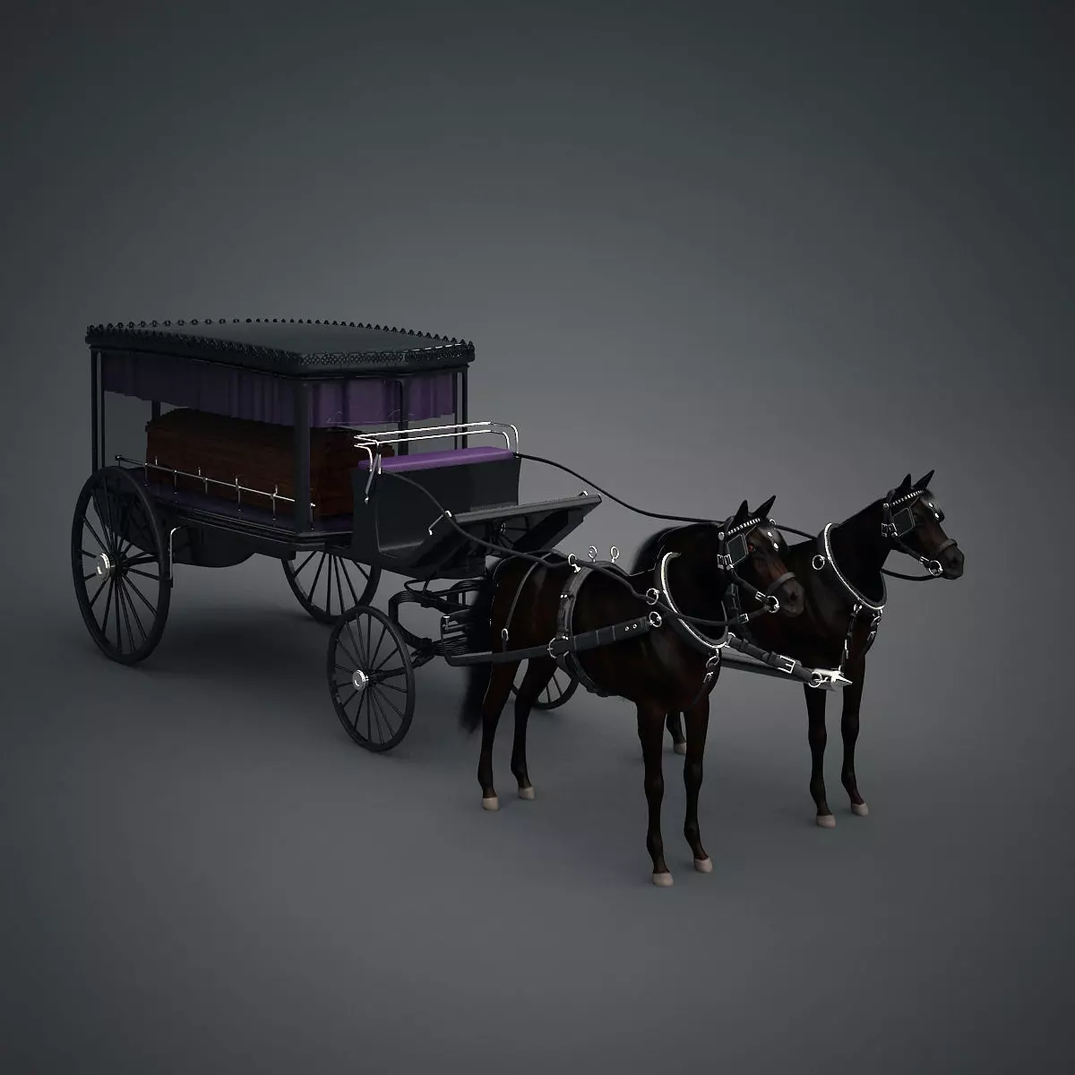 Hearse and Horses 3D model