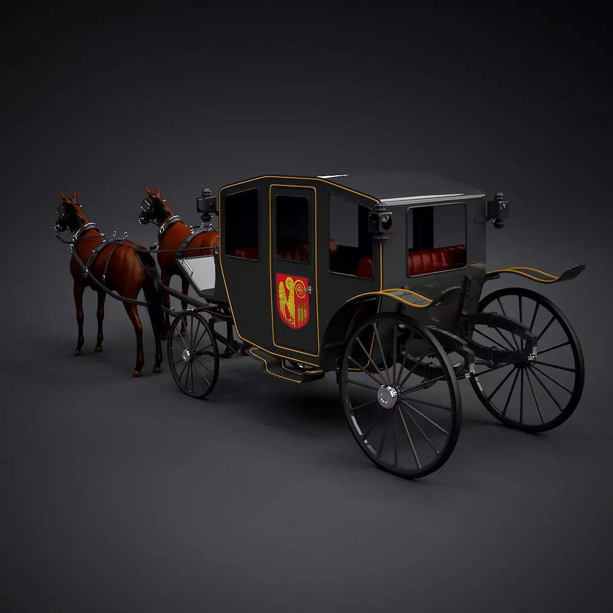 Carriage and Horses 3D model