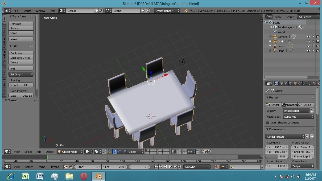 Dining Table Glass Material Low-poly 3D model_5