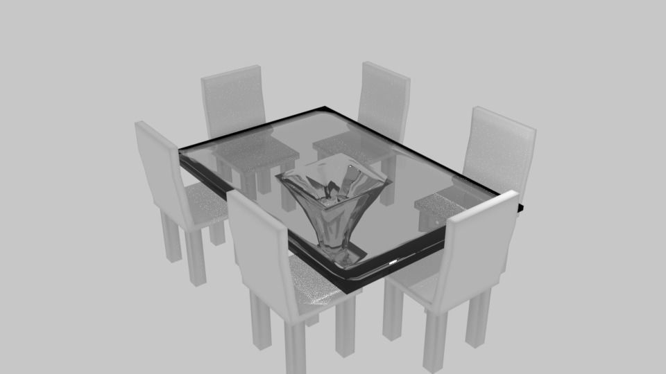 Dining Table Glass Material Low-poly 3D model_0