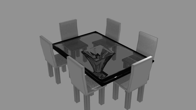 Dining Table Glass Material Low-poly 3D model