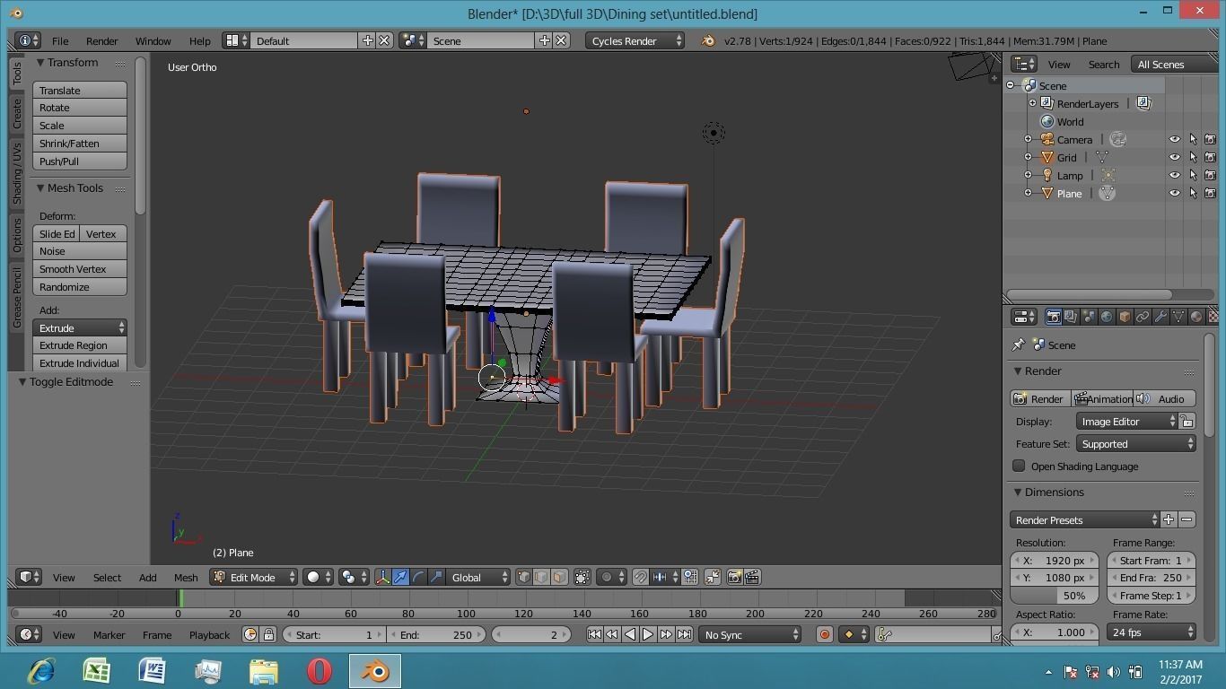 Dining Table Glass Material Low-poly 3D model_3