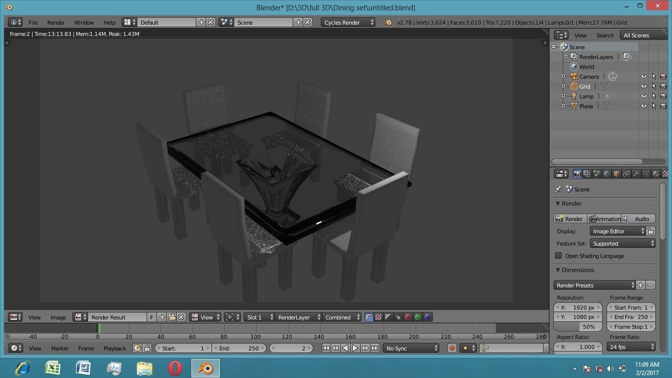 Dining Table Glass Material Low-poly 3D model_2