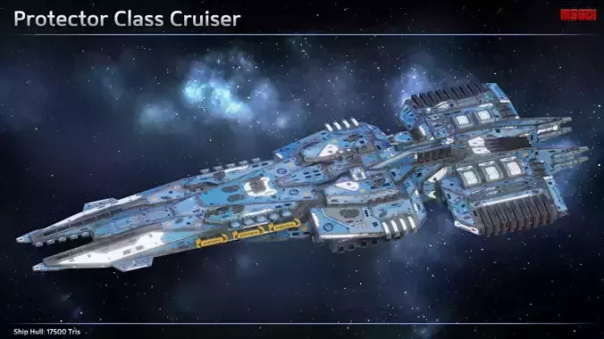 Spaceship Cruiser Protector Low-poly 3D model