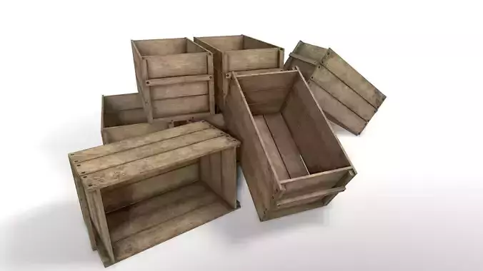 Wooden Crate Low-poly 3D model
