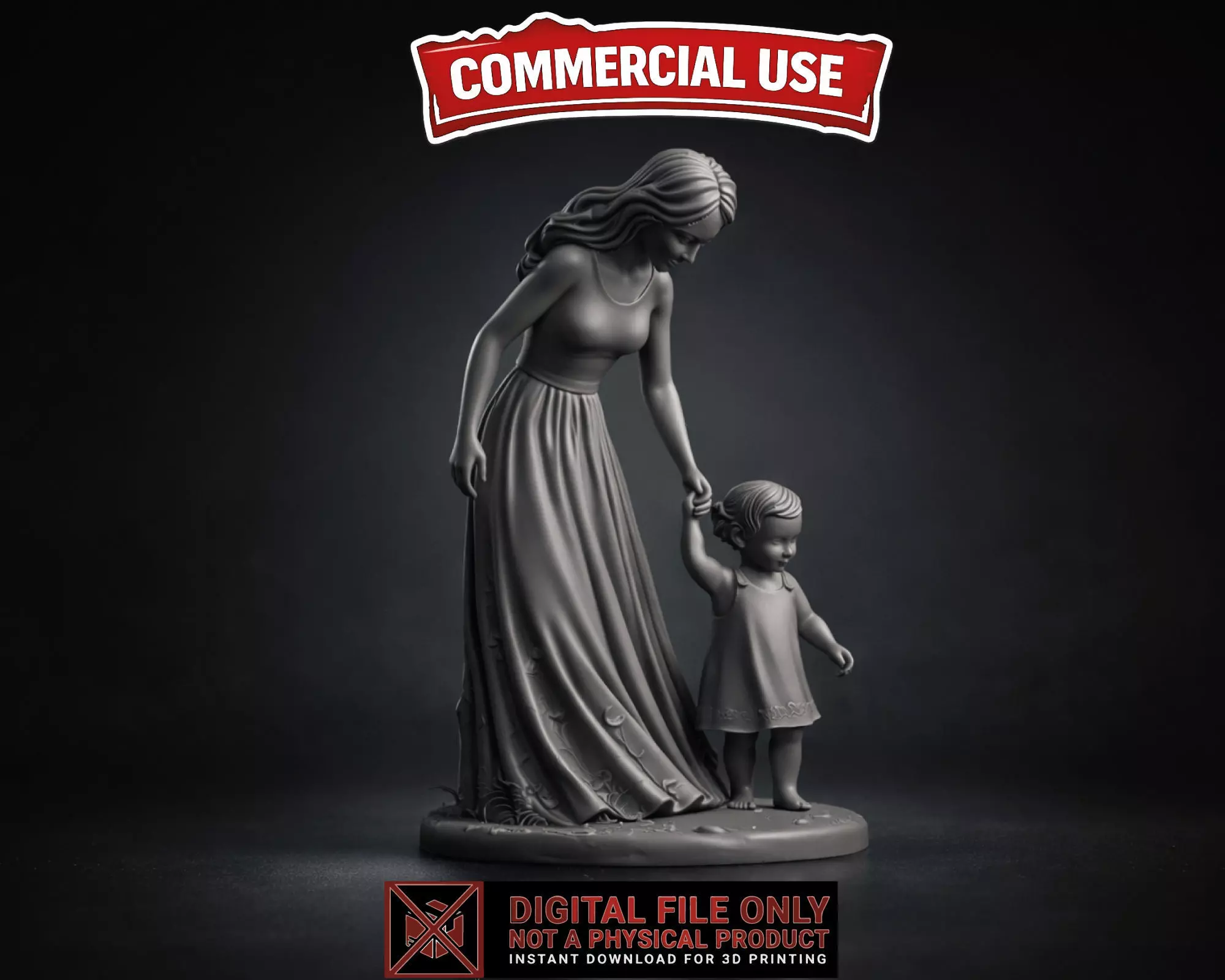 Mothers Day Mother and Child Statue Family Keepsake 3D print model