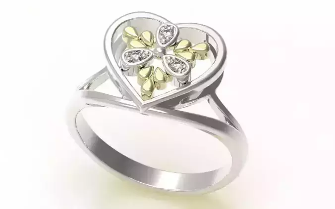 Ring heart shaped with diamonds