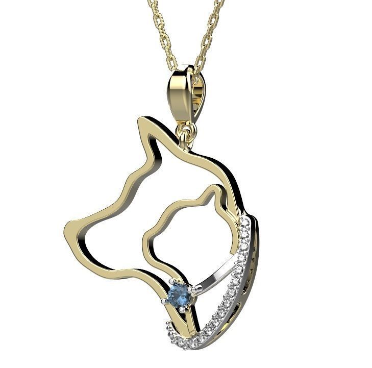 Pendant dog gold with topaz 3D print model_3