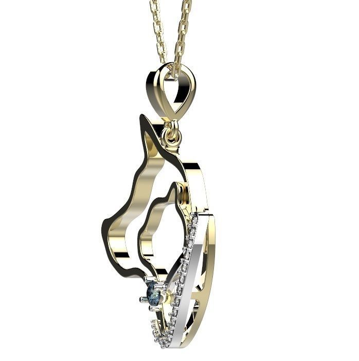 Pendant dog gold with topaz 3D print model_4