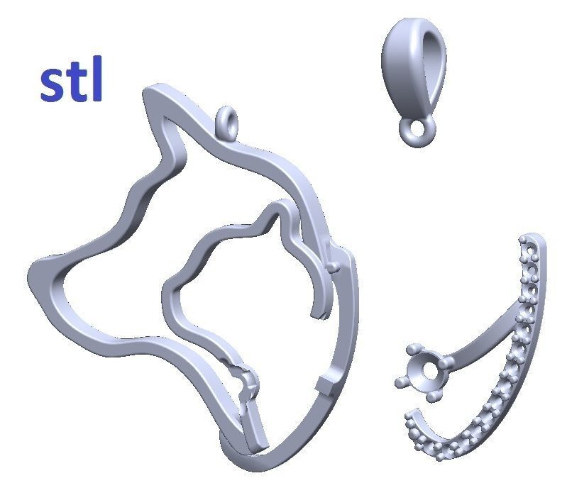 Pendant dog gold with topaz 3D print model_8