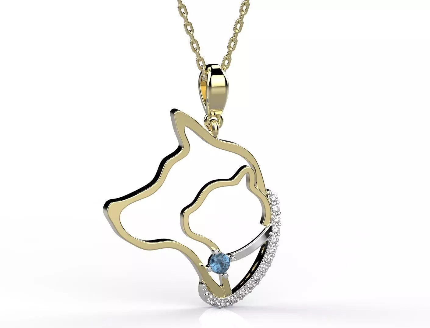 Pendant dog gold with topaz 3D print model_0
