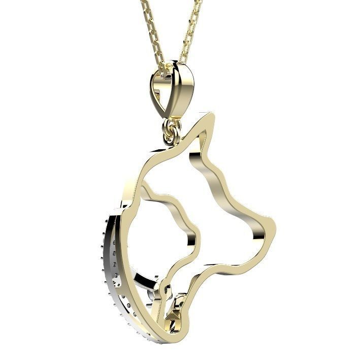Pendant dog gold with topaz 3D print model_2