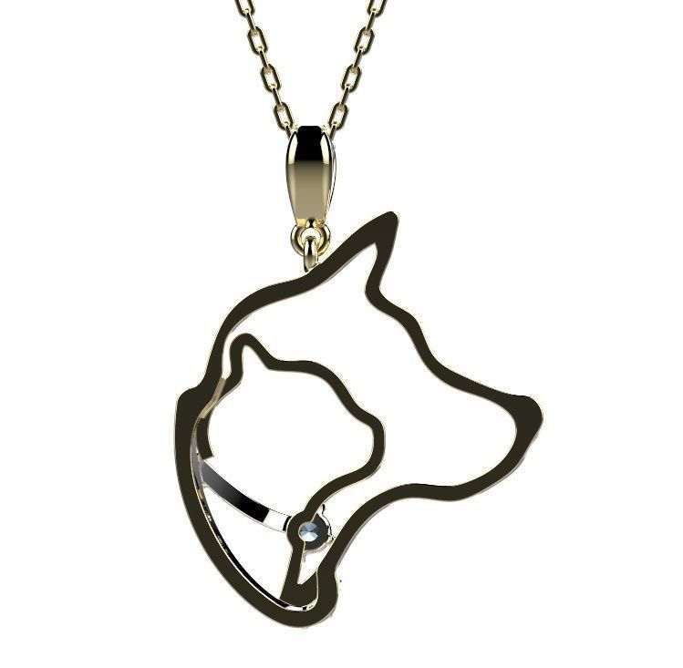 Pendant dog gold with topaz 3D print model_6
