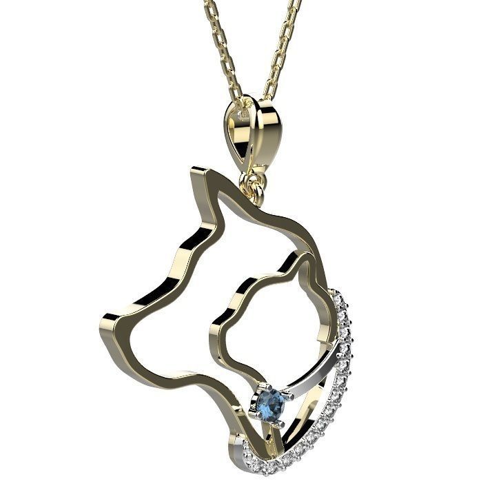 Pendant dog gold with topaz 3D print model_5