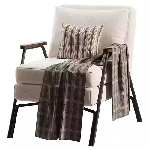 Industrial Style Indoor Armchair Low-poly 3D model 5