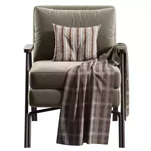 Industrial Style Indoor Armchair Low-poly 3D model 2