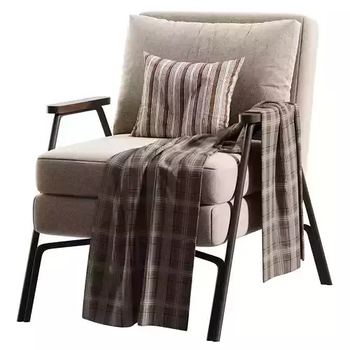 Industrial Style Indoor Armchair Low-poly 3D model 4