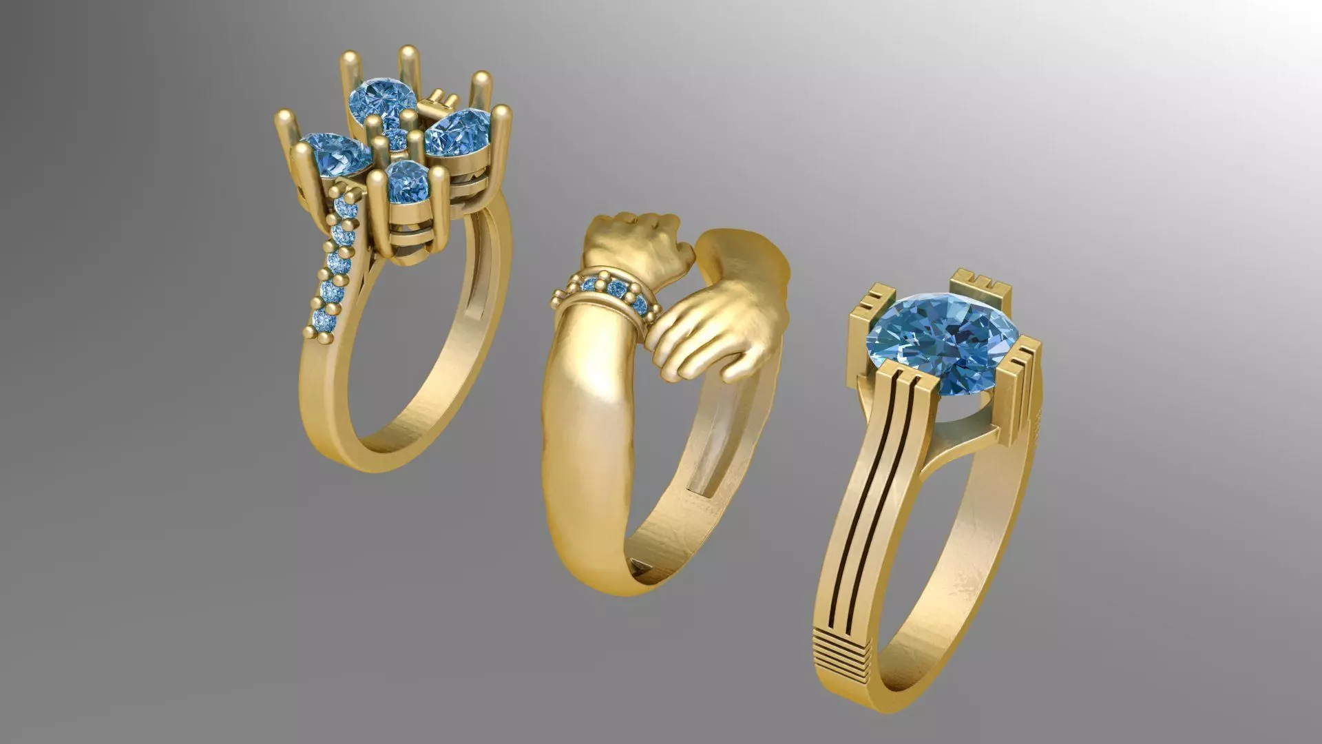 3 different rings 3D print model