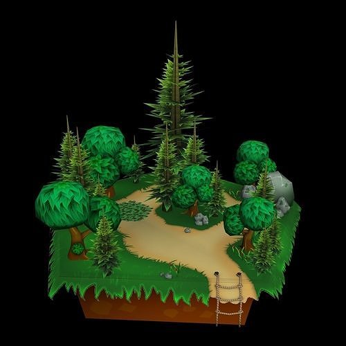 Trap Environment Island Low-poly 3D model
