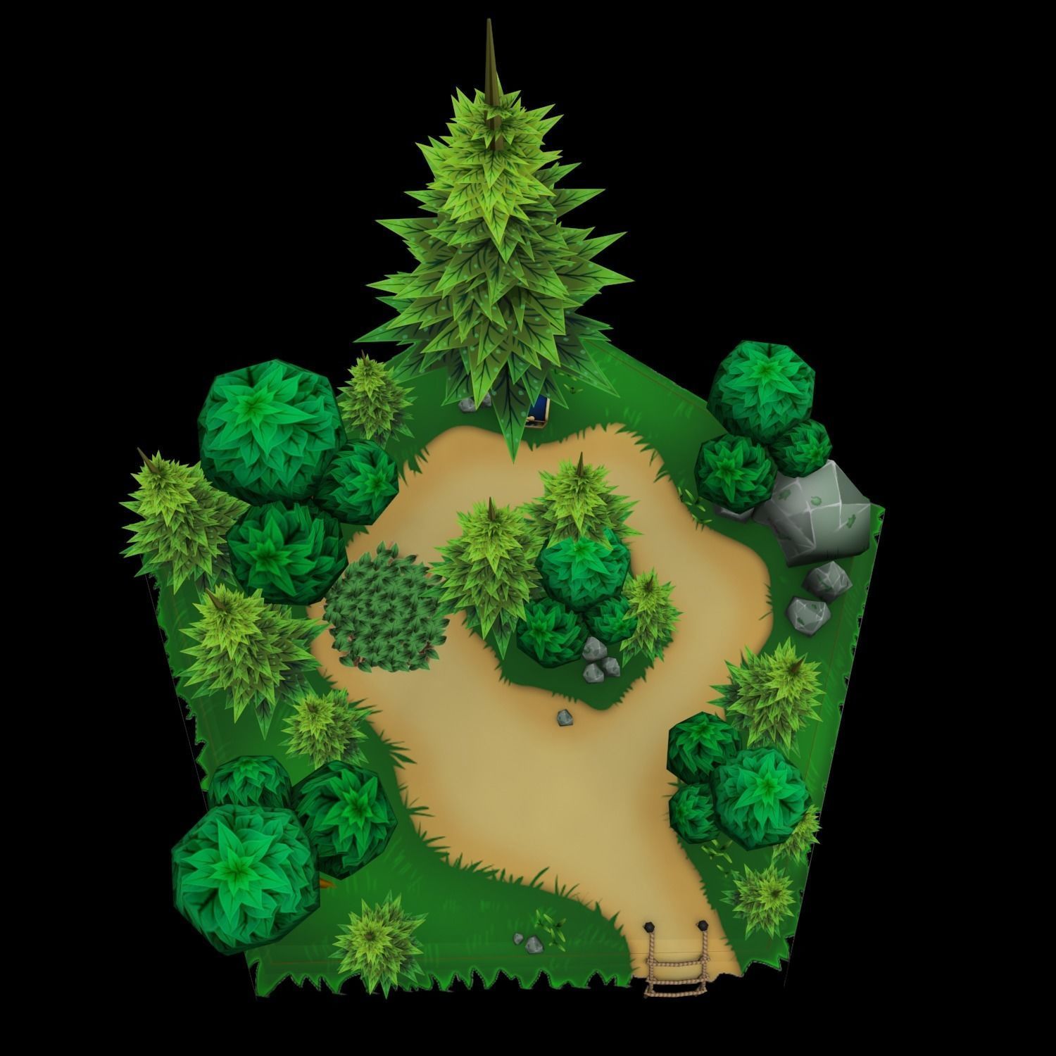 Trap Environment Island Low-poly 3D model_4