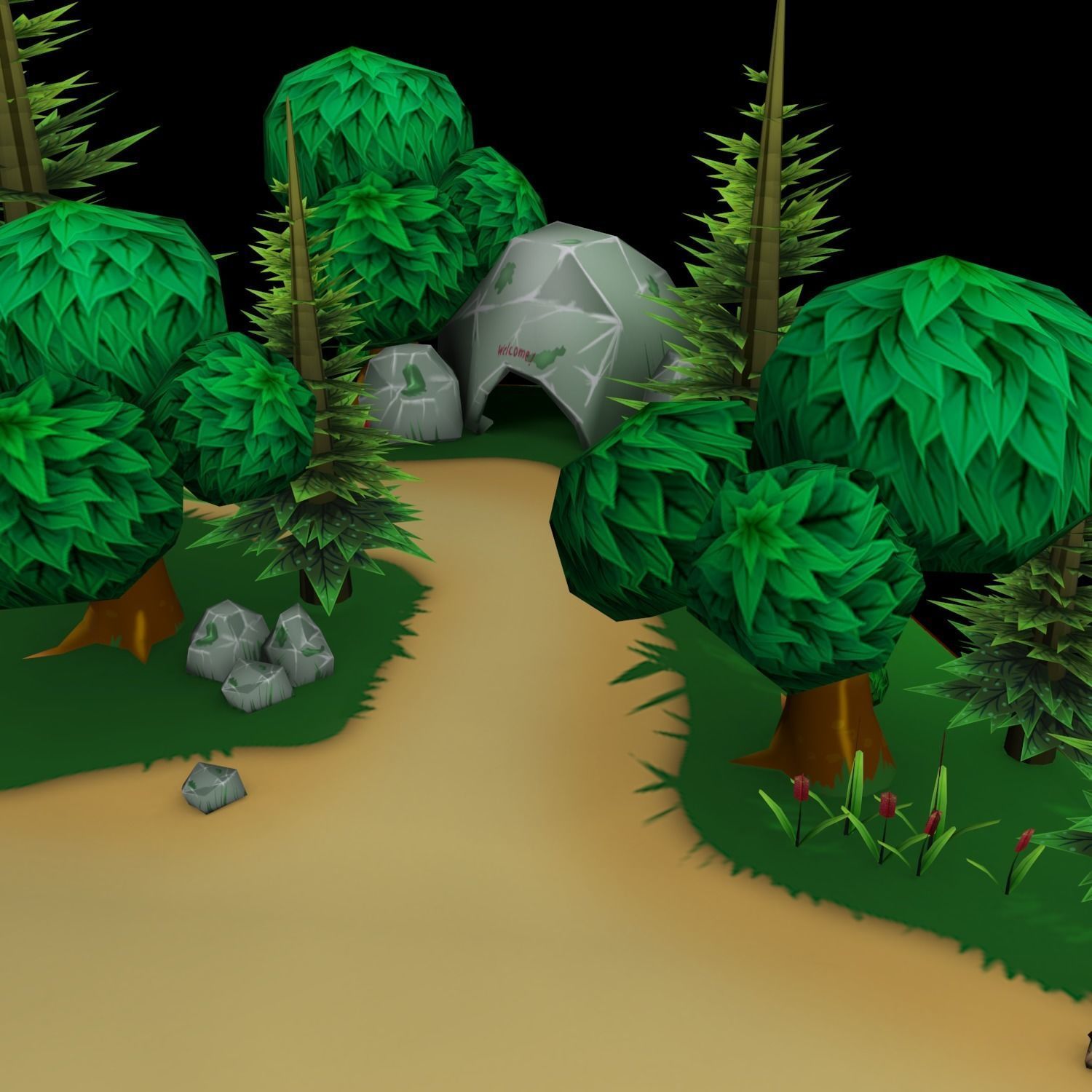 Trap Environment Island Low-poly 3D model_2