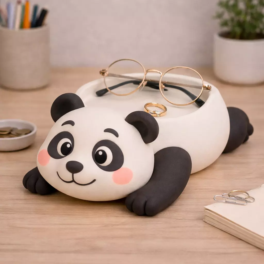 Cute Panda Tray Organizer 3D Model stl 3D print model