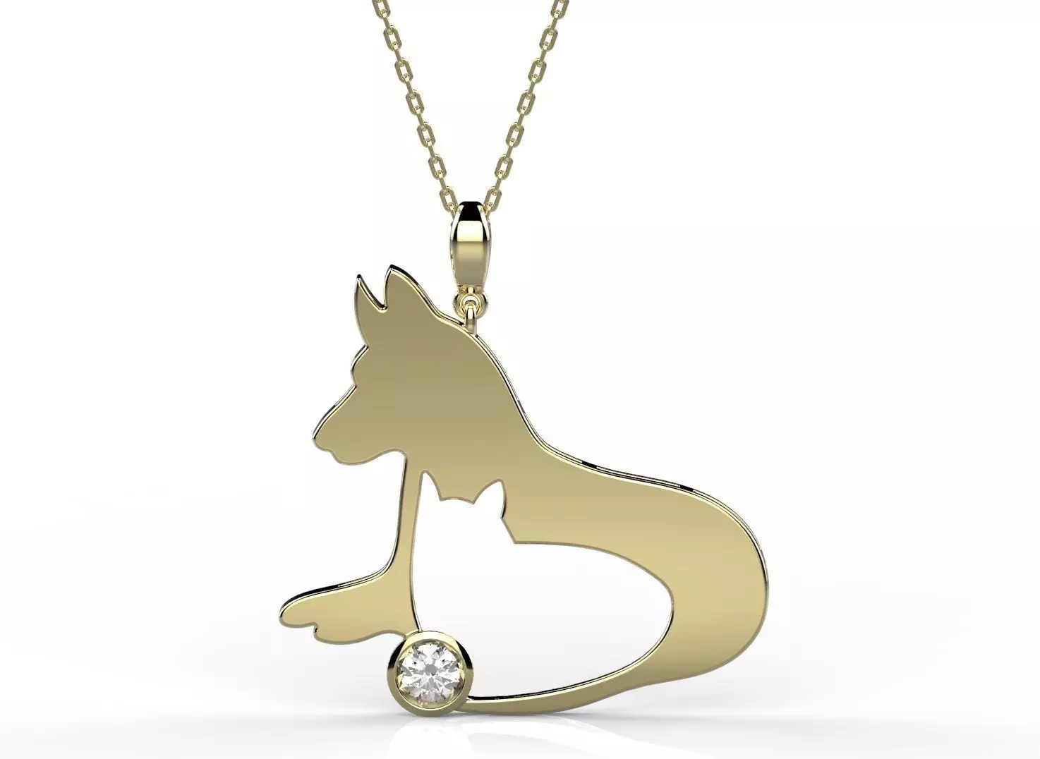 Pendant dog and cat gold 3D print model