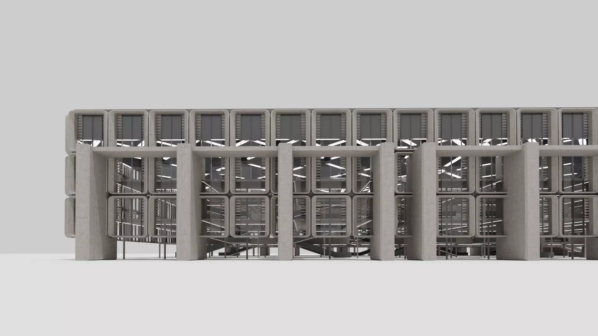 Brutalist Industrial Podium Building 12 Low-poly 3D model