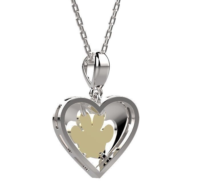 Pendant heart shaped with paw 3D print model_6