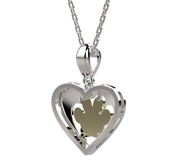 Pendant heart shaped with paw 3D print model_7