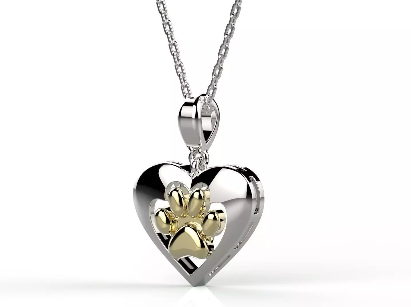 Pendant heart shaped with paw 3D print model_0