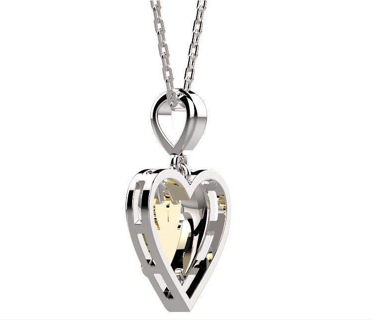 Pendant heart shaped with paw 3D print model_5