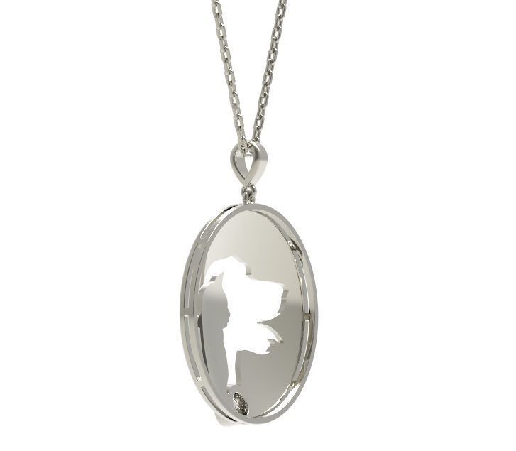 Pendant gold with silhouette of dog 3D print model_6