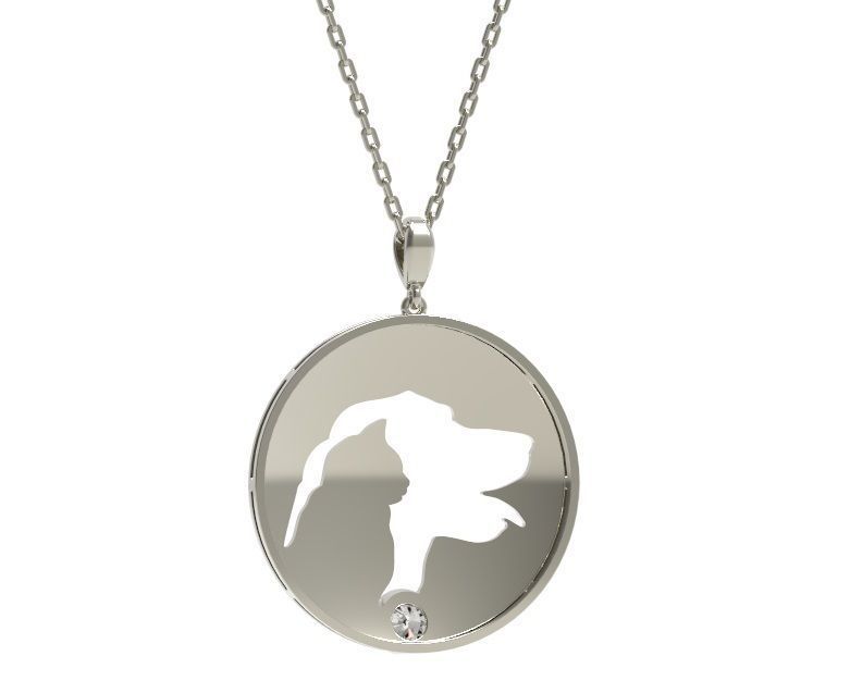 Pendant gold with silhouette of dog 3D print model_7