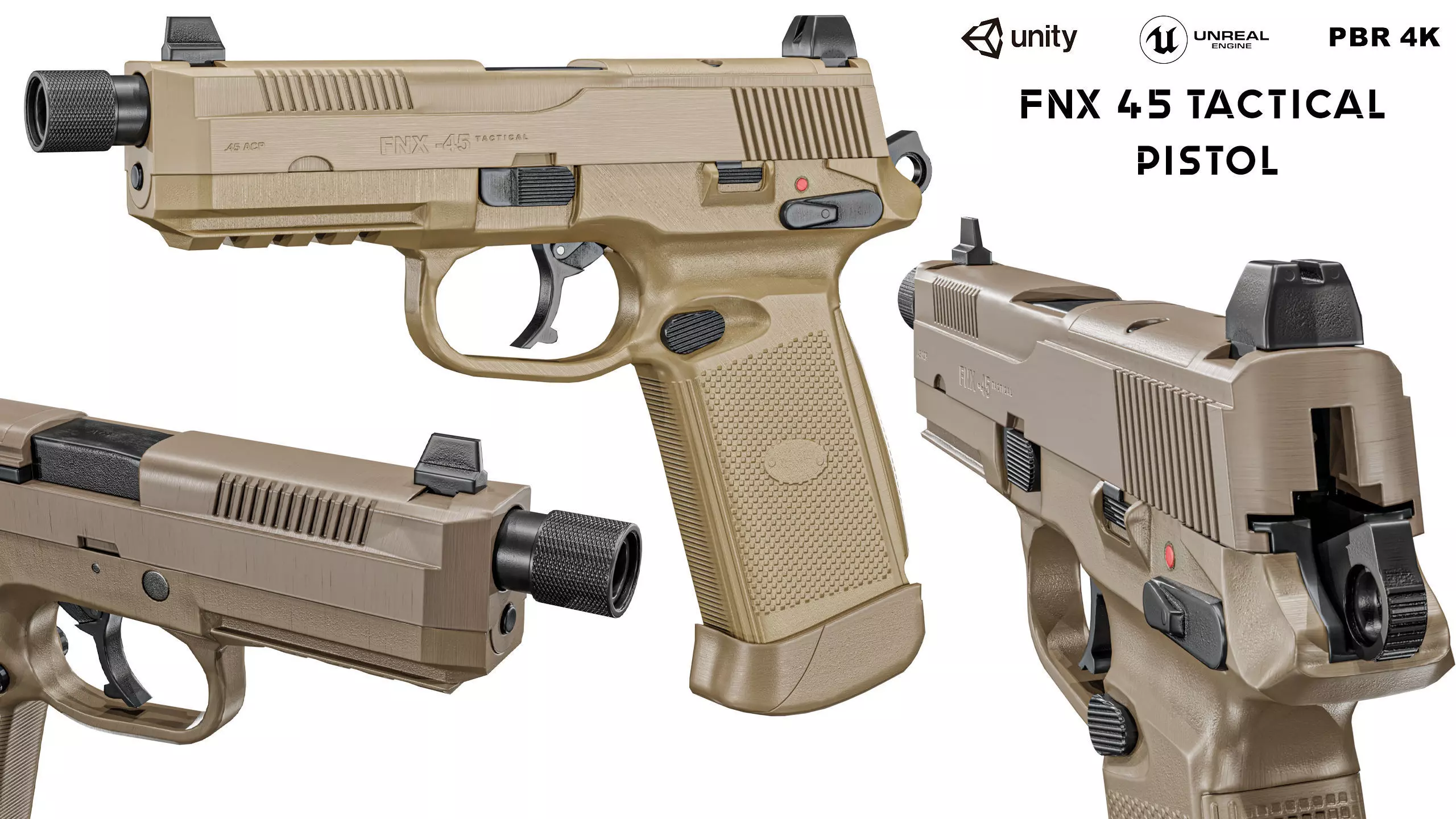 FNX 45 Tactical Pistol Low-poly 3D model