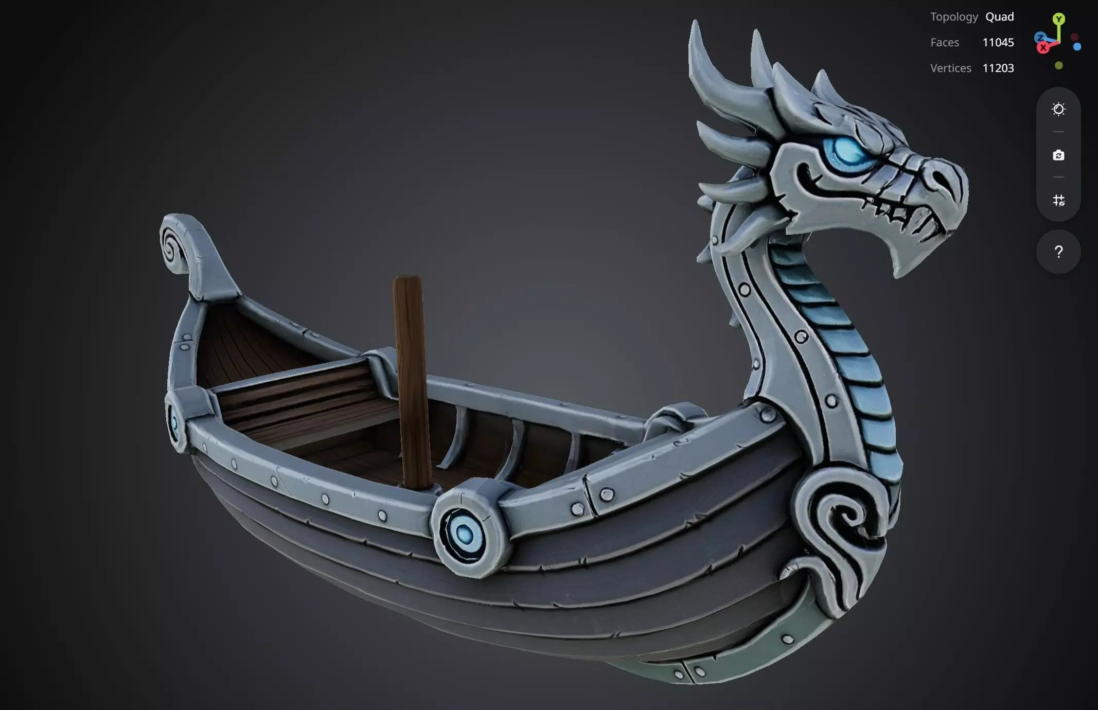 Silver Dragon Boat 3D model