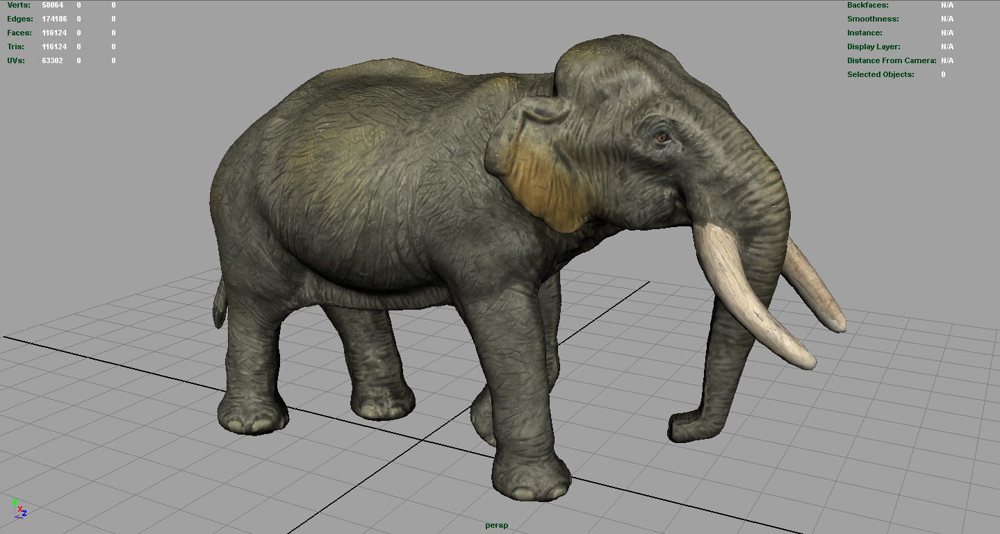 Asians Elephants Mother and Babe 3D model_19