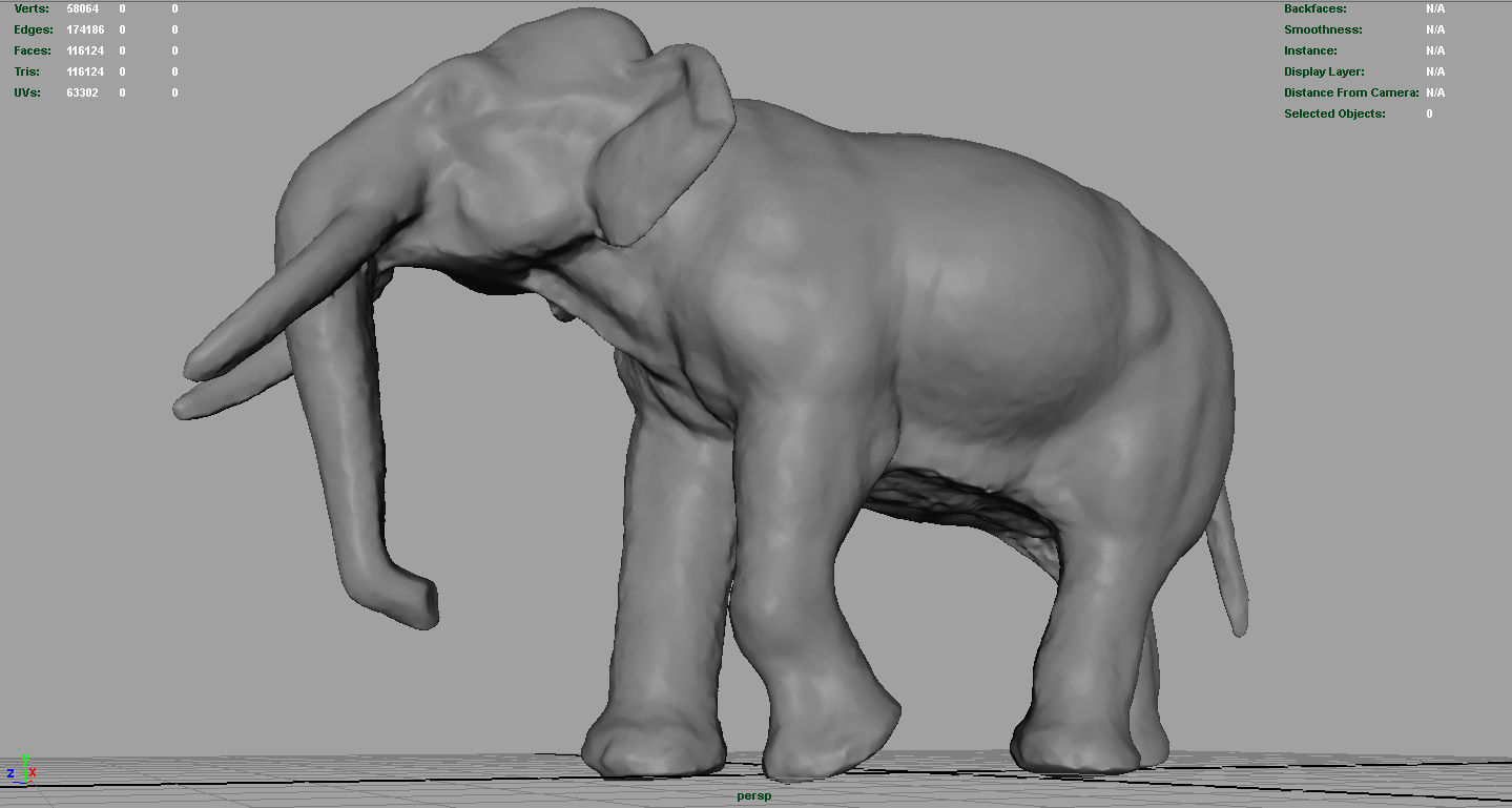 Asians Elephants Mother and Babe 3D model_17