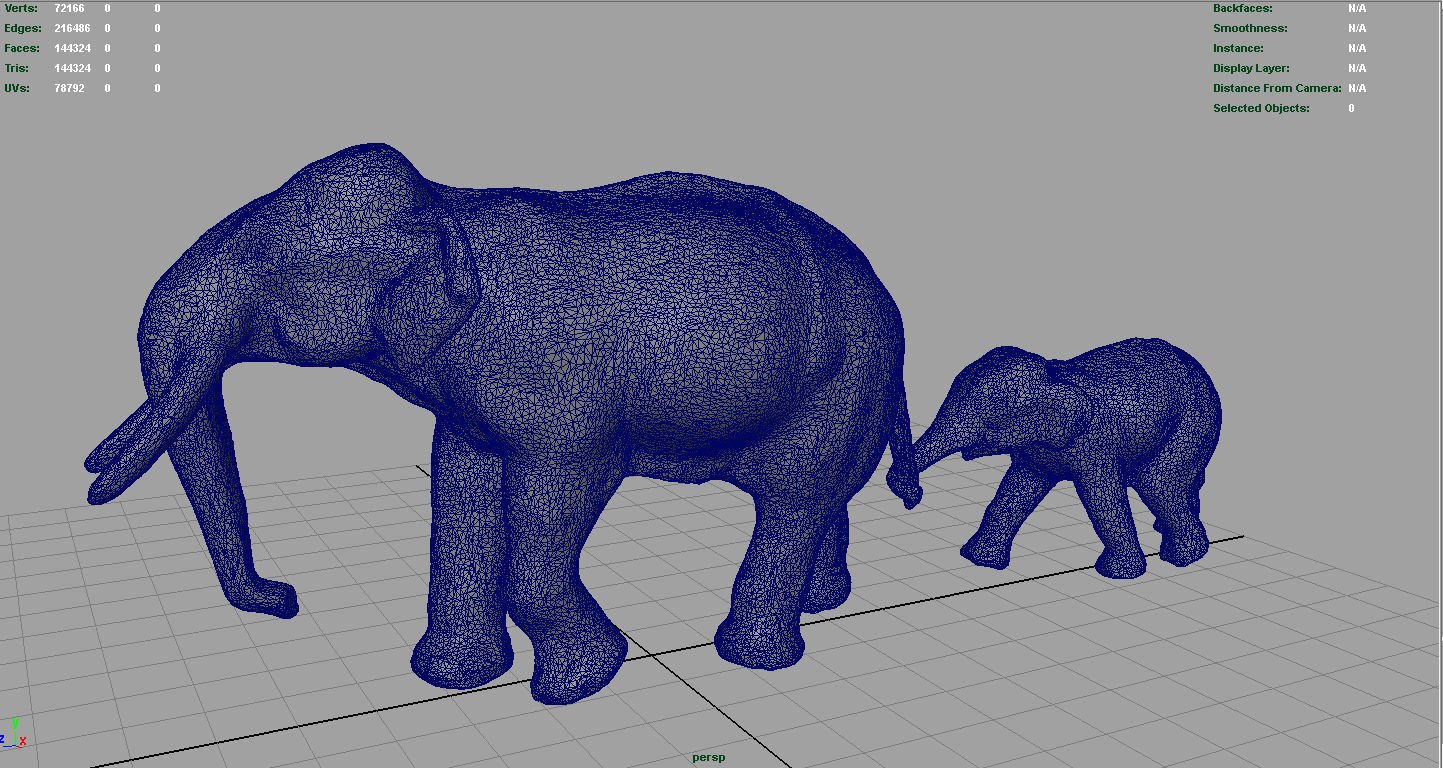 Asians Elephants Mother and Babe 3D model_5