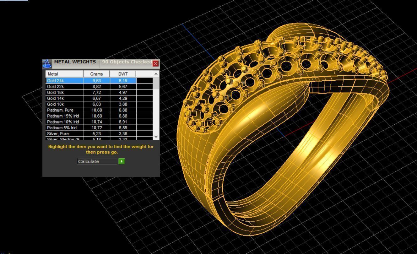 Ring gold and sapphire 3D print model_3
