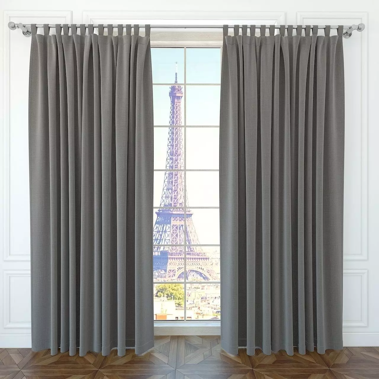 Modern curtain Low-poly 3D model_0