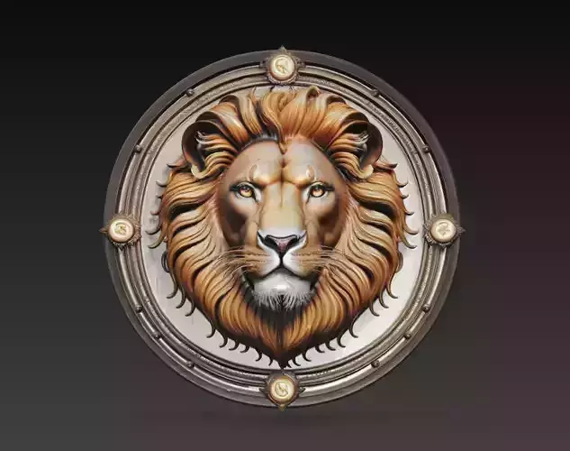 Majestic Lion Medallion Wall Relief 3D Model