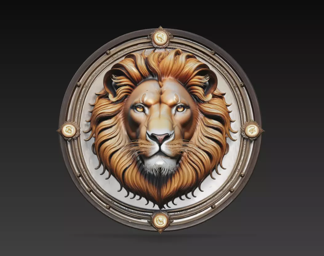 Majestic Lion Medallion Wall Relief 3D Model 3D print model