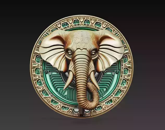 Ornate Elephant Head Wall Medallion 3D Model