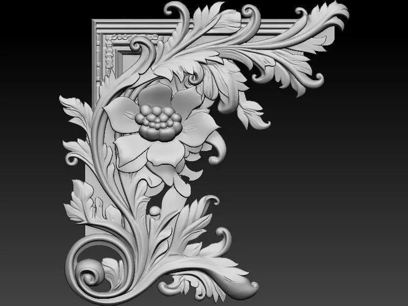 Floral Corner Ornamental CNC Decorative Vintage Carving 3D print model