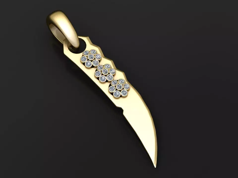 Diamond Talon Curved Karambit Dagger 3D print model