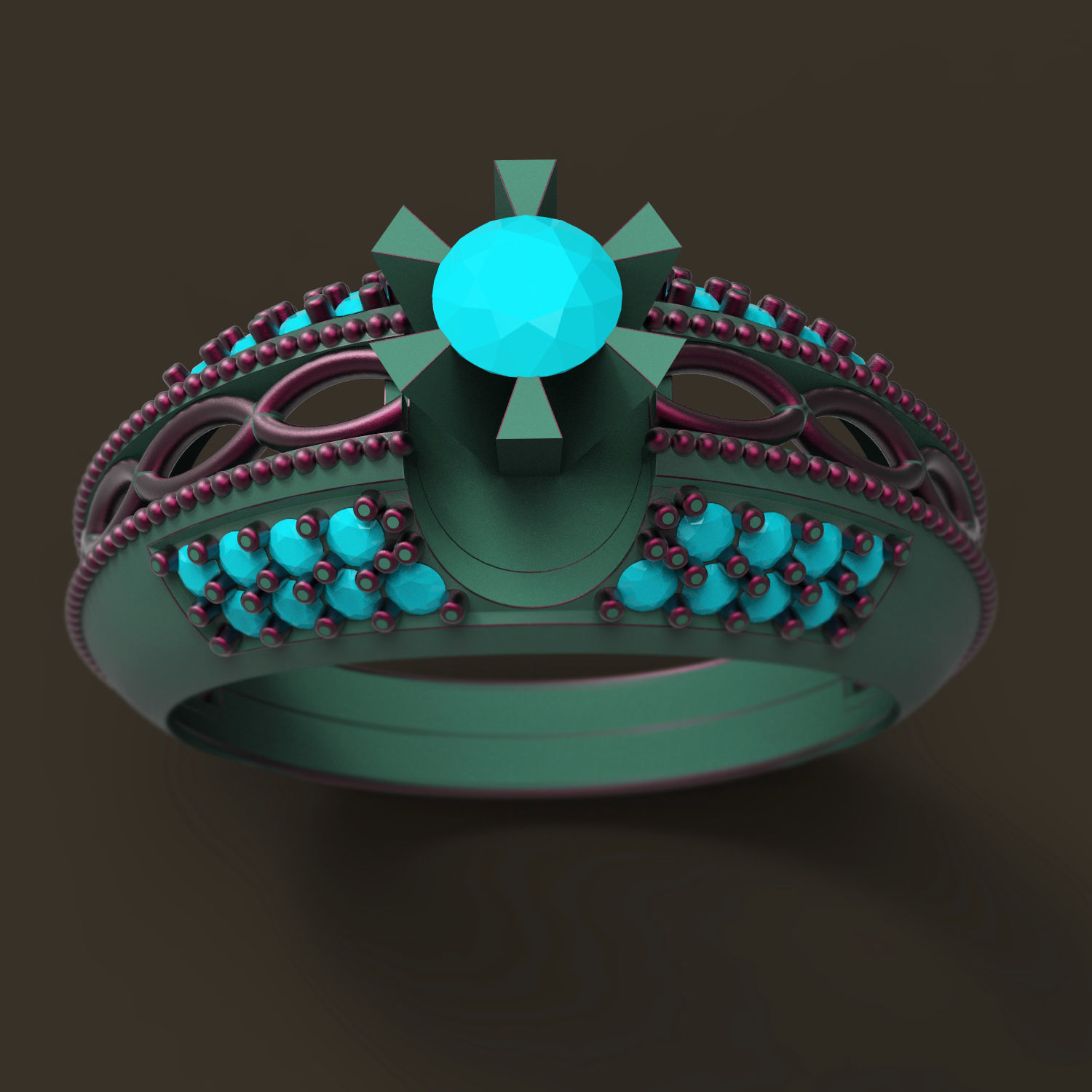 Ring engagement with stones 3D print model_1