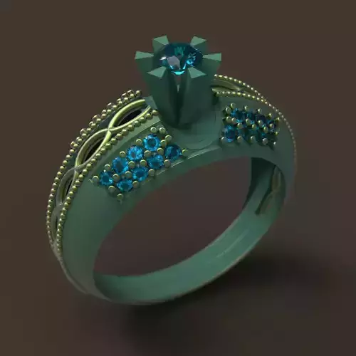Ring engagement with stones 3D print model