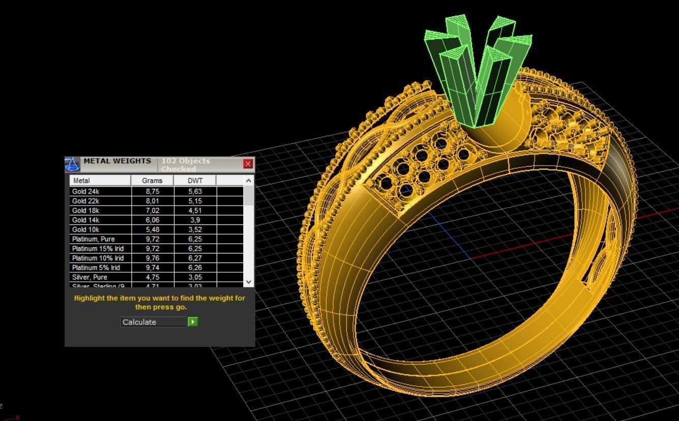 Ring engagement with stones 3D print model_4