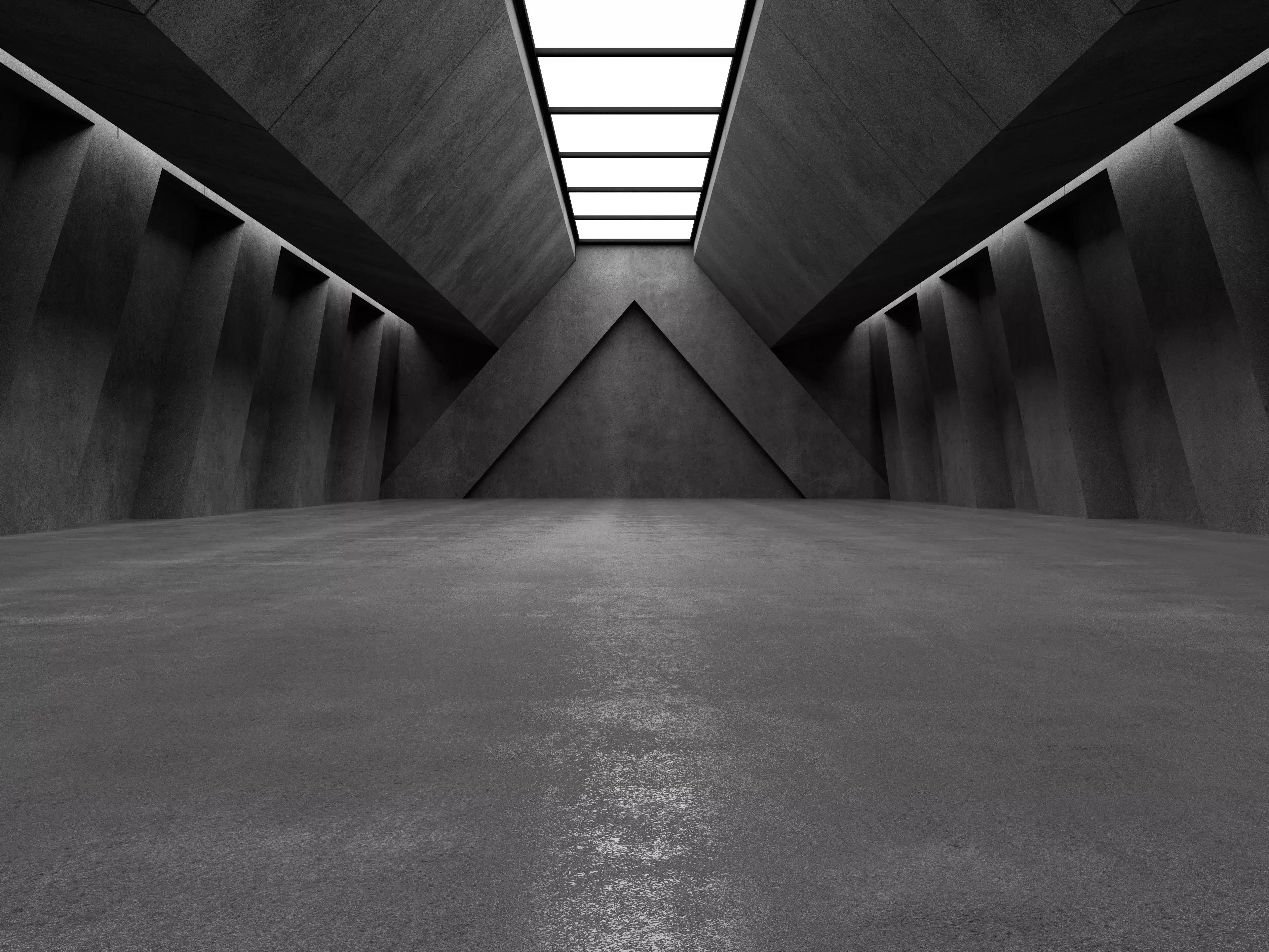 Brutalist Concrete Corridor Low-poly 3D model